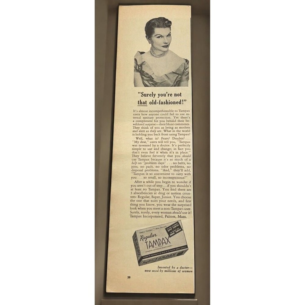 Tampax Tampons Vintage Print Ad 1950s Feminine Hygiene Health Wall Art